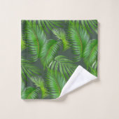 Elegante Green Palm Blätter auf Forest Green Badhandtuch Set (Waschlappen)