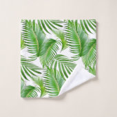 Elegante Green Palm Blätter auf Weiß Badhandtuch Set (Waschlappen)