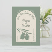 Elegante Green Pear Wedding Einladung (Stehend Vorderseite)