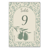 Elegante Green Pear Wedding Tischnummer (Rückseite)