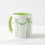 Elegante Green Ribbon Satin Look Hübsch Girly Tass Tasse (Vorderseite Links)