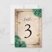 Elegante Green Rose Gold Black Tischnummer Cards (Vorderseite)