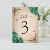 Elegante Green Rose Gold Black Tischnummer Cards (Stehend Vorderseite)