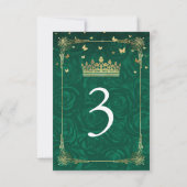 Elegante Green Rose Gold Black Tischnummer Cards (Rückseite)