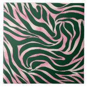 Elegante Green Rose Gold Glitzer Zebra Fliese (Vorderseite)