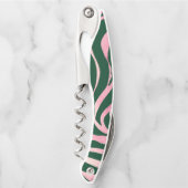 Elegante Green Rose Gold Glitzer Zebra Kellnermesser (Vorderseite)