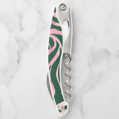 Elegante Green Rose Gold Glitzer Zebra Kellnermesser (Rückseite)