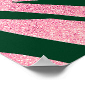 Elegante Green Rose Gold Glitzer Zebra Poster (Ecke)
