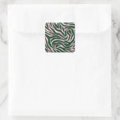 Elegante Green Rose Gold Glitzer Zebra Quadratischer Aufkleber (Tasche)