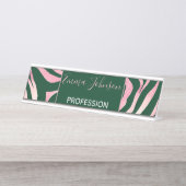 Elegante Green Rose Gold Glitzer Zebra Schreibtischnamensplakette (Vorderseite )