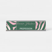 Elegante Green Rose Gold Glitzer Zebra Schreibtischnamensplakette (Vorderseite )