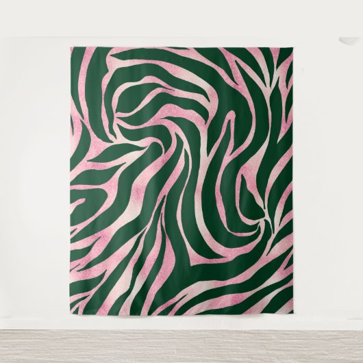 Elegante Green Rose Gold Glitzer Zebra Wandteppich (Vorderseite)