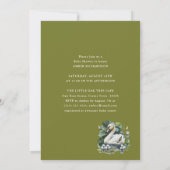 Elegante Green Script Swan Minimalistisch Baby Sho Einladung (Rückseite)
