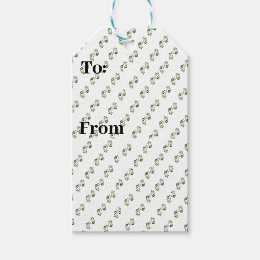 Elegante Green Scroll Geschenkmarke - Anpassbar Geschenkanhänger (Vorderseite)