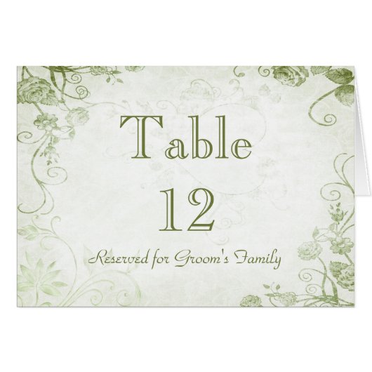 Elegante Green Table Sitting Name Card (Vorderseite (Horizontal))