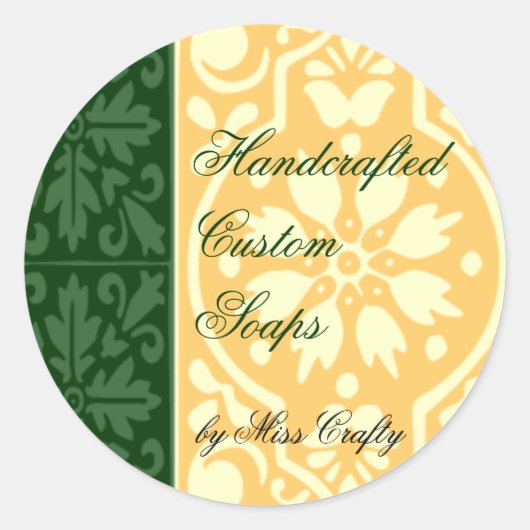 Elegante Green Tan Custom Craft Labels Runder Aufkleber (Vorderseite)