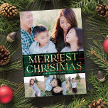 Elegante Green Tartan Christmas Foto Foil Card Folien Feiertagskarte<br><div class="desc">Diese elegante Urlaubskarte verfügt über vier Foto (ein horizontales und drei kleinere quadratische Foto), einen klassischen grünen Tartan karierten Hintergrund und "Frohe Weihnachten" in Goldfolie. Auf der Rückseite finden Sie einen koordinierenden grünen Hintergrund. Stellen Sie dieses Design weiter ein, indem Sie ein anderes Foto und/oder Text auf der Rückseite hinzufügen!...</div>