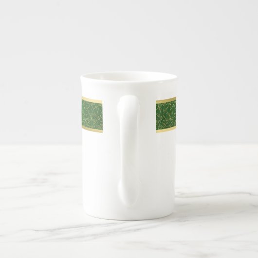 Elegante Green und Gold Bone China Tasse (Rückseite)