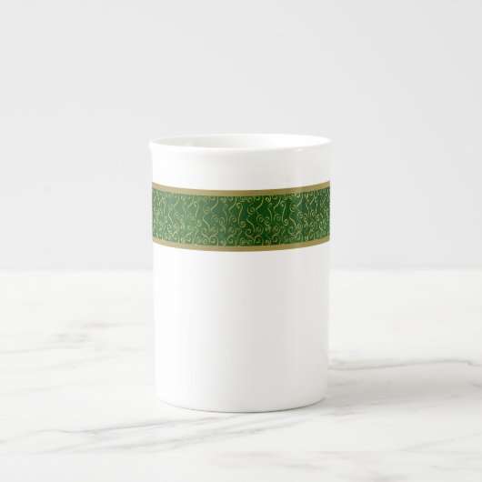 Elegante Green und Gold Bone China Tasse (Vorderseite)