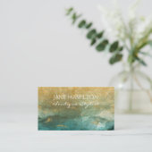 Elegante Green und Gold Boutique Business Card Visitenkarte (Stehend Vorderseite)