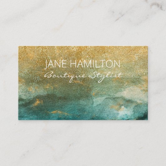 Elegante Green und Gold Boutique Business Card Visitenkarte (Vorderseite)
