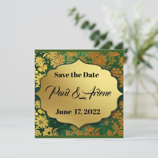 Elegante Green und Gold Card (Stehend Vorderseite)