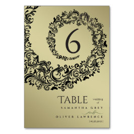 Elegante Green und Gold Damask Hochzeit-Tischnumme Tischnummer