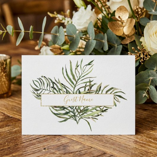 Elegante Green und Gold Leaf Table Platzkarte