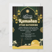 Elegante Green und Gold Ramadan Iftar Einladung (Vorderseite)
