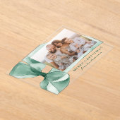 Elegante Green Watercolor Bow Foto Acryleinladungen (Ablage )