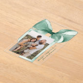 Elegante Green Watercolor Bow Foto Acryleinladungen (Ablage )