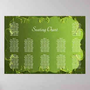 Elegante Green Wedding Reception Seating Chart Poster
