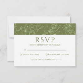 Elegante Green Wedding RSVP Card für Blumenzwiebel
