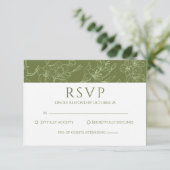 Elegante Green Wedding RSVP Card für Blumenzwiebel (Stehend Vorderseite)