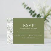 Elegante Green Wedding RSVP Card für Blumenzwiebel (Stehend Vorderseite)