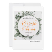 Elegante Green & White Wedding Einladungskarte
