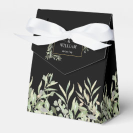 Elegante Greenerity Foliage Black Gold Wedding Geschenkschachtel