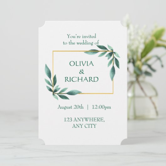 Elegante Greenerity Gold Frame Minimalistische Ein Einladung (Stehend Vorderseite)