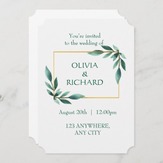 Elegante Greenerity Gold Frame Minimalistische Ein Einladung (Vorne/Hinten)