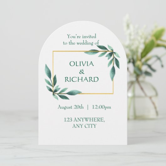 Elegante Greenerity Gold Frame Minimalistische Ein Einladung (Stehend Vorderseite)