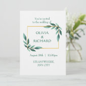 Elegante Greenerity Gold Frame Minimalistische Ein Einladung (Stehend Vorderseite)