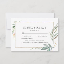 Elegante Greenerity Gold Rahmen Hochzeit RSVP mit 
