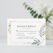 Elegante Greenerity Gold Rahmen Hochzeit RSVP mit (Stehend Vorderseite)