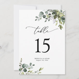 Elegante Greenerity Wedding Tischnummer Cards