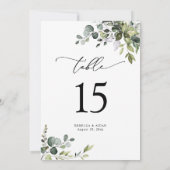 Elegante Greenerity Wedding Tischnummer Cards (Rückseite)