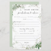 Elegante Greenery Baby Shower Advice Cards (Vorne/Hinten)