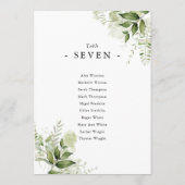 Elegante Greenery Bloral Sitzplan Tischnummer (Rückseite)