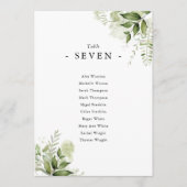 Elegante Greenery Bloral Sitzplan Tischnummer (Vorderseite)