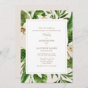 Elegante Greenery Bride Eltern Cream & Gold Einladung