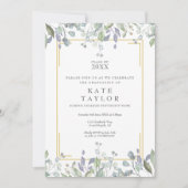 Elegante Greenery Floral Foto Graduation Party Einladung (Vorderseite)